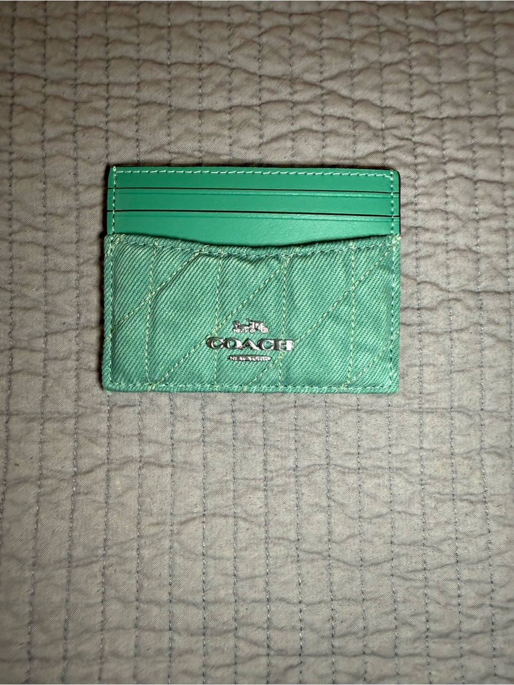 Coach Green Leather Quilted Card Holder